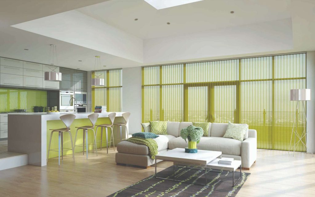 Golden green vertical blinds gold coast living area